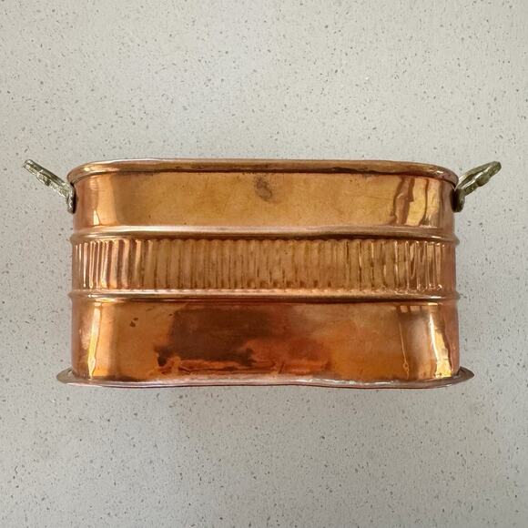 Copper Oval Planter With Handles Home Decor 7“ x 3 1/4“ x 4“ - Picture 3 of 6
